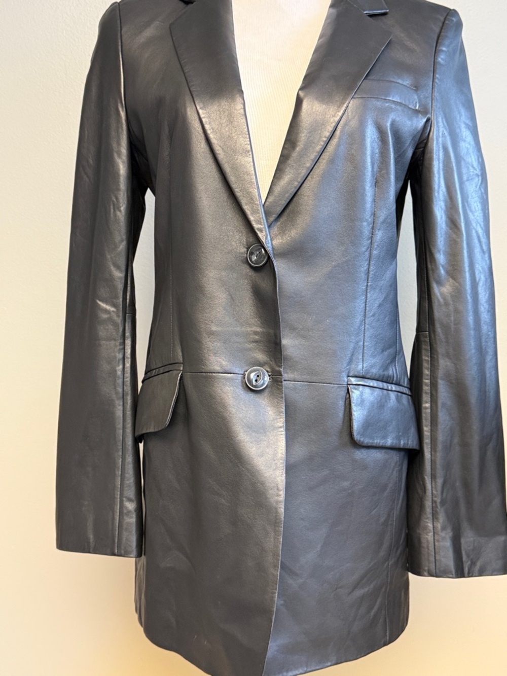 Rag & Bone Lamb Leather Blazer Black Size 2 Tailored Jacket - Picture 3 of 9